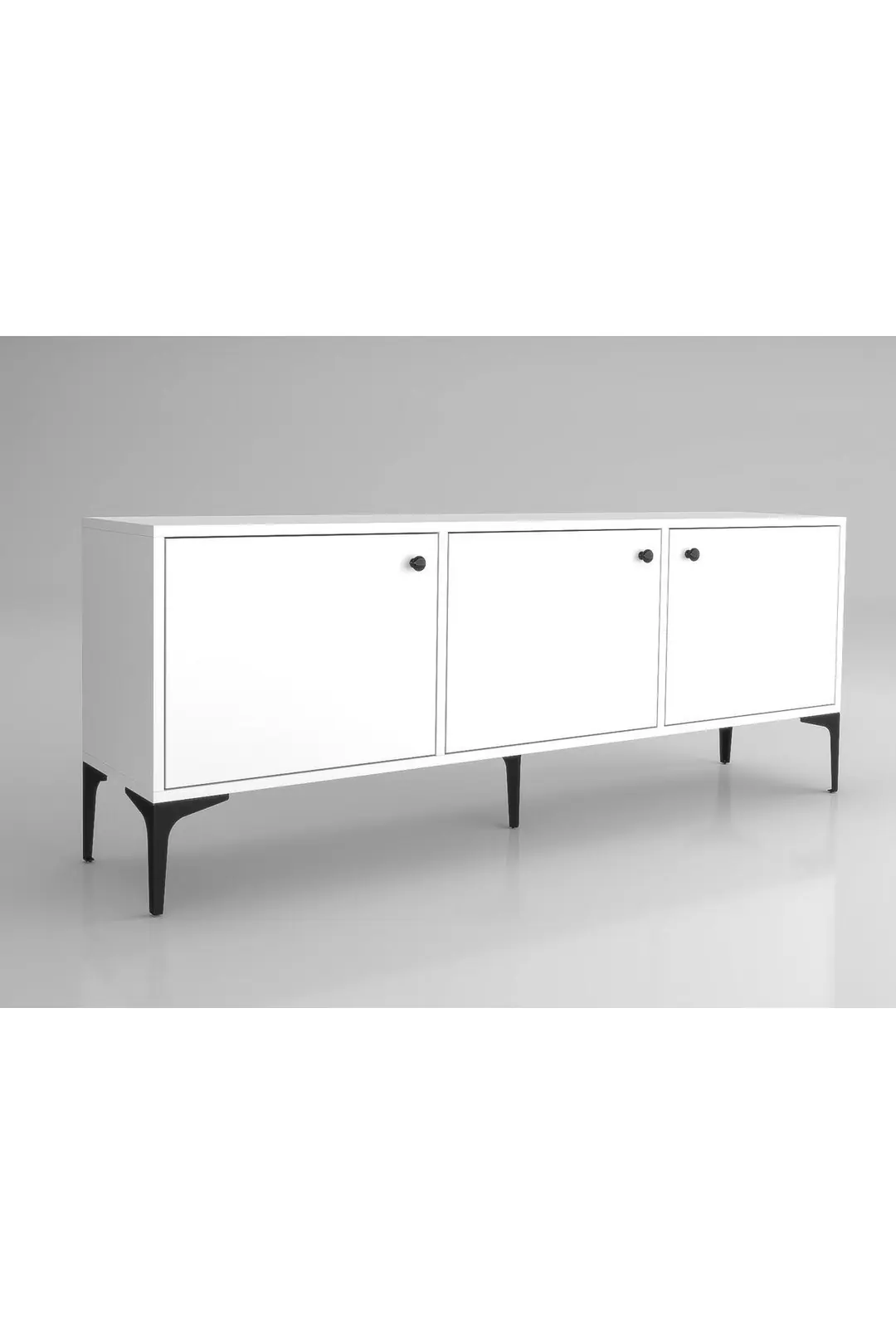 Bello 160 Cm Metal Ayaklı Tv Ünitesi - Konsol - Beyaz / Siyah